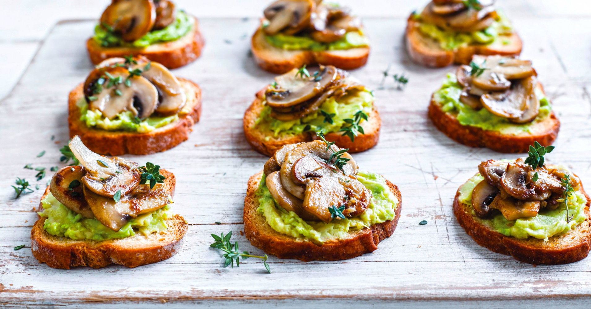 Mushroom and Avocado Toasties Recipe | myfoodbook | Easy entertaining canapes